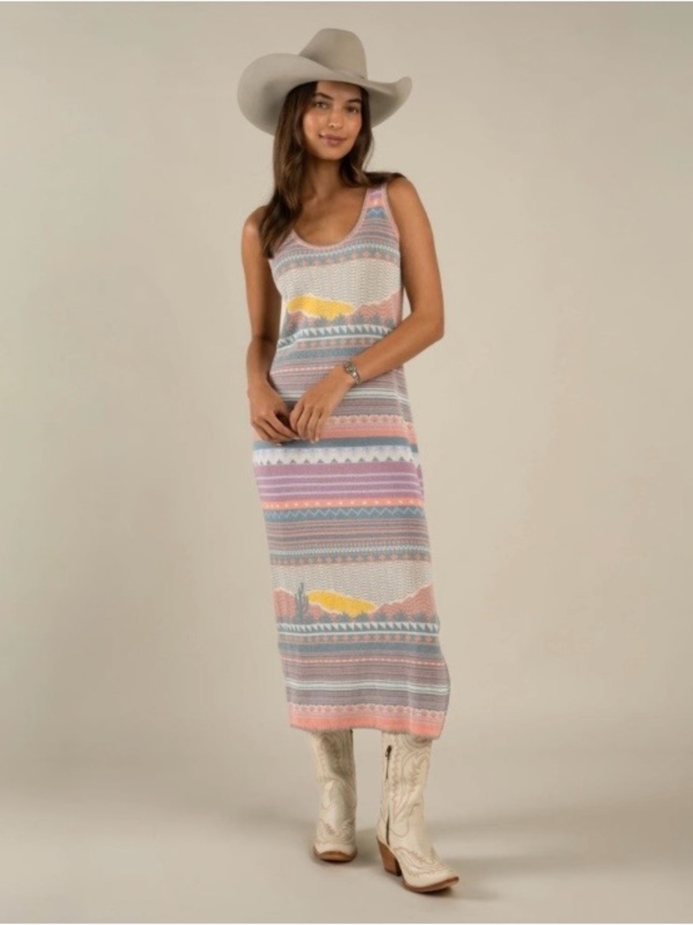 NWT Sendero Provisions Co Puebla Knit Midi Dress Sonora Sunset Aztec Sz S $125.